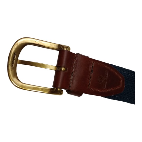 Olly Oxen Red Blue Gingham Leather Belt Size 40 / 100 - Picture 5 of 6